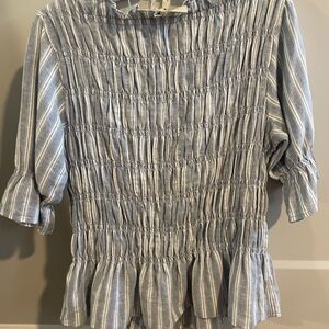 Chic Blue Striped Women's Blouse